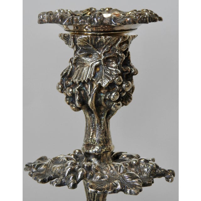 Art Nouveau Four-Arm Silver Plate Epergne Candelabra With Engraved Glass Bowl For Sale - Image 10 of 11