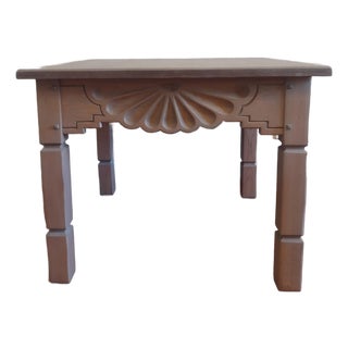 Ernest Thompson Hand-Carved Santa Fe - Southwestern Sunburst 30" Side Table, New Mexico For Sale