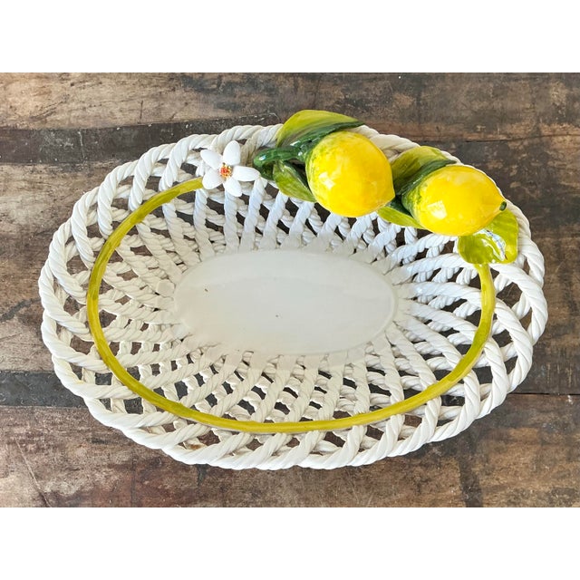 Vintage Italian Majolica Lemon Trellis Bowl For Sale - Image 10 of 12