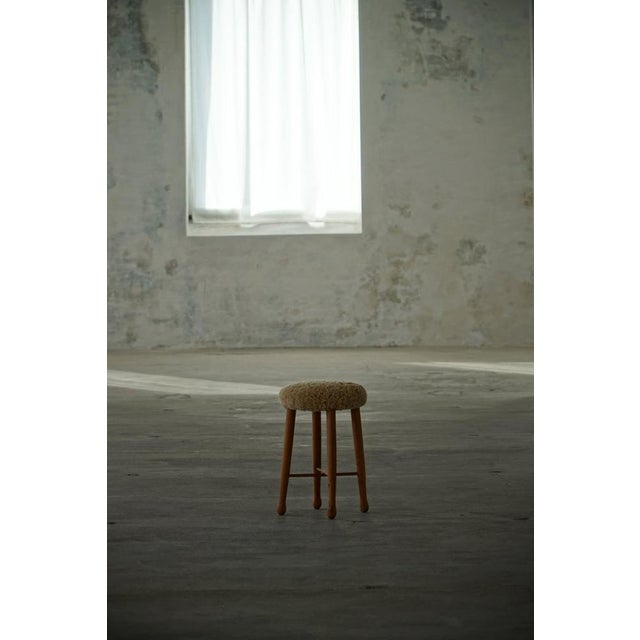 Mid-Century Modern Danish Sculptural Stool with Lambswool Seat, 1960s For Sale - Image 6 of 15