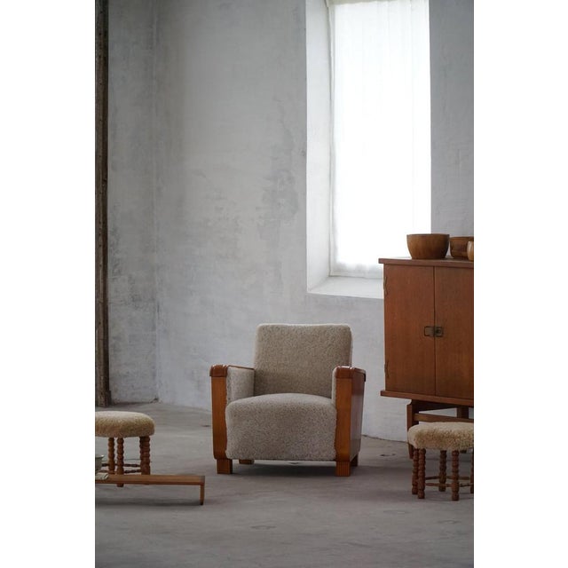 Art Deco Swedish Lounge Chairs in Elm & Lambswool, 1930s, Set of 2 For Sale - Image 14 of 18