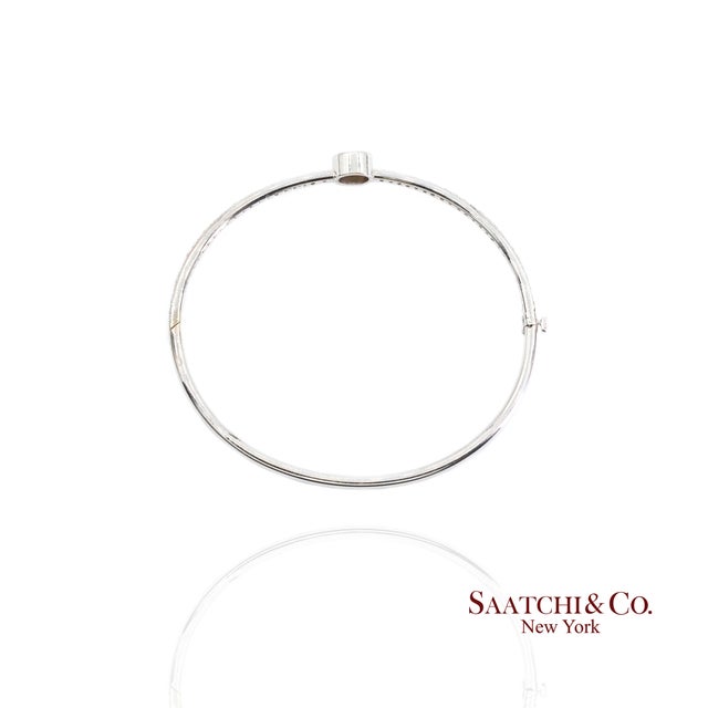 Metal 18k Diamond Bangle Bracelet Womens White Gold vs Pave Modern Fine Jewelry For Sale - Image 7 of 9