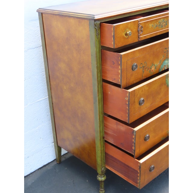 French Early 1900s Carved Hand Painted Cameo Tall Chest of Drawers 6561 For Sale - Image 10 of 18