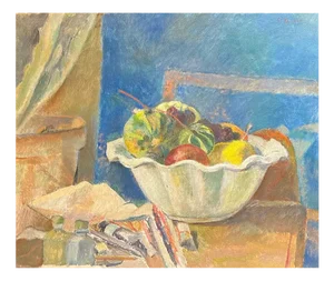 Fernand Blondin, Bowl of Fruits, Oil on Canvas