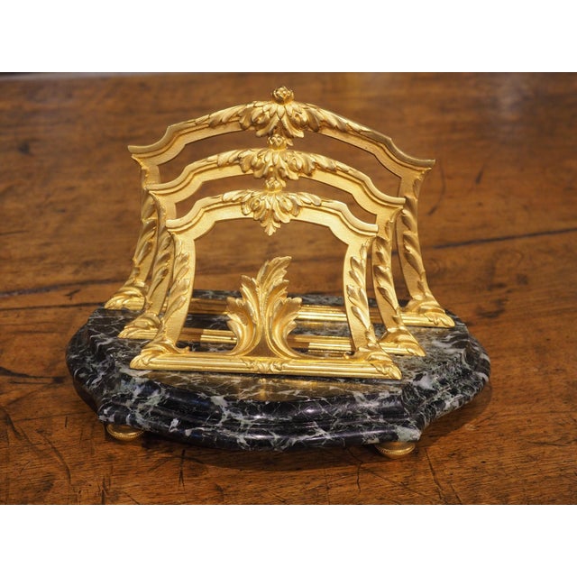 Metal A Small French Louis XV Style Carved Marble and Gilt Bronze Letter Carrier, 20th C. For Sale - Image 7 of 18