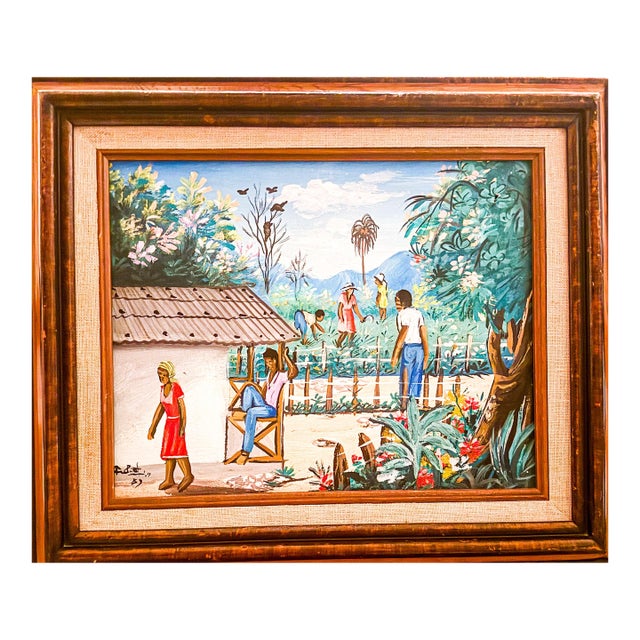 Mid 20th Century Framed Haitian Folk Art (Naïve Art) by Floris Scott For Sale