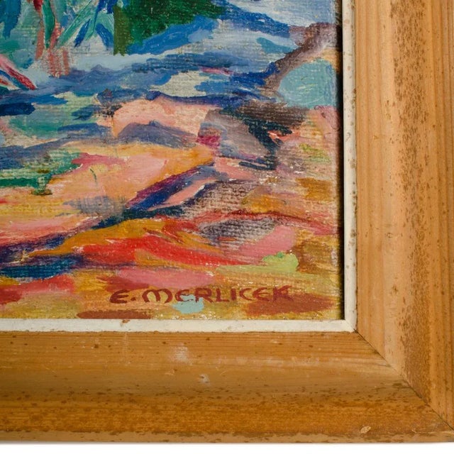 Mid 20th Century "Fruhling am Teich (Spring at the Pond)" Landscape Oil Painting by Elisabeth Merlicek, Framed For Sale In Philadelphia - Image 6 of 13
