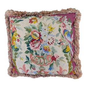 Vintage French Country Needlepoint Pillow