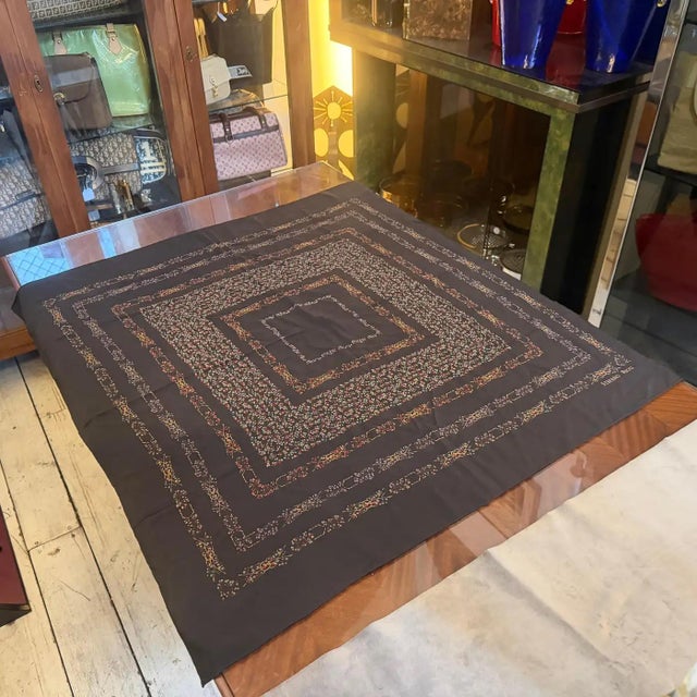 Textile 1990s Baroque Symmetrical Pattern Chocolate Brown Silk Scarf by Stefano Ricci For Sale - Image 7 of 17