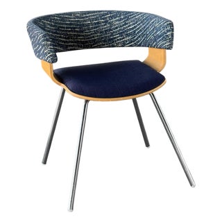 Allermuir Mollie A580 Bent Beech & Chrome Armchair With Knoll Upholstery, 2018 For Sale