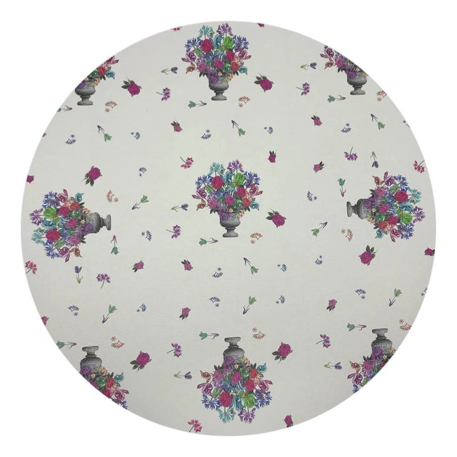Pistils Small Bouquet Vegan Leather Round Pebble Placemat, Set of 8 For Sale