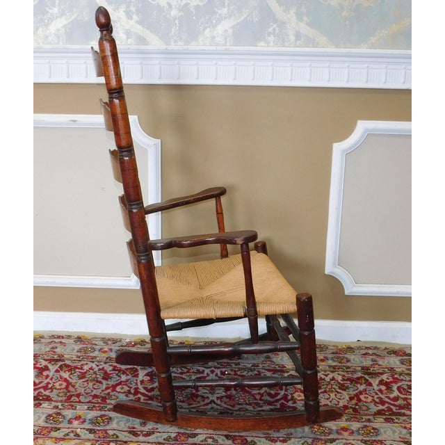 Antique 19th Century New England Maple Shaker Ladder Back Rocker