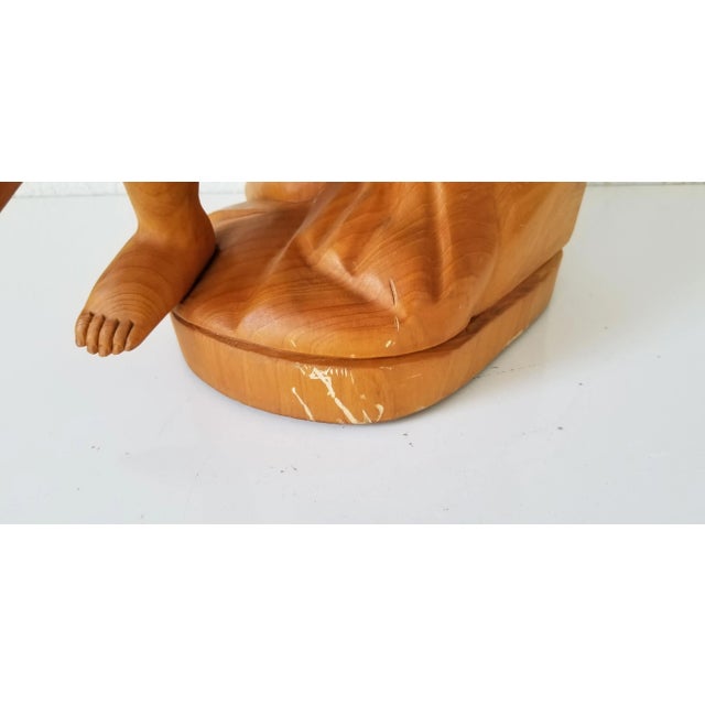 Brown French Style Carved Wood Nude Female Sculpture For Sale - Image 8 of 11