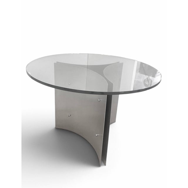 1970s Pedestal Table in Stainless Steel by Michel Boyer, France, 1970 For Sale - Image 5 of 7