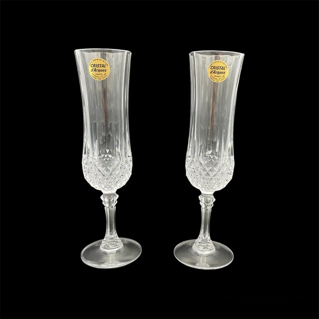 2000s Cristal d'Arques Champagne Flute Cup Longchamp Crystal Toasting