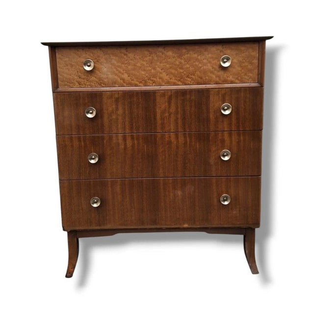 Wood Mid-Century Tallboy Chest of Drawers in Walnut and Maple, 1950s For Sale - Image 7 of 8