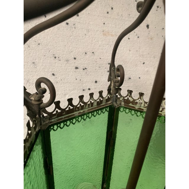 Bronze and Patinated Brass Hall Lantern, 20th Century For Sale - Image 10 of 16