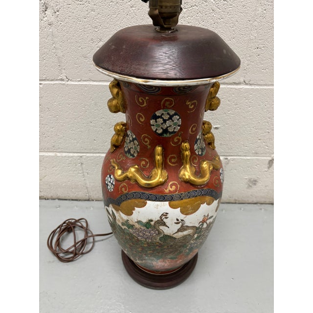 Vintage Japanese Porcelain Vase Lamp, Mid-20th Century For Sale In Los Angeles - Image 6 of 8