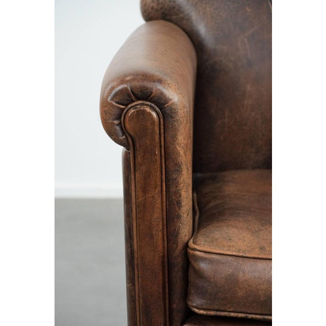 Vintage Sheepskin Club Armchair For Sale - Image 14 of 18