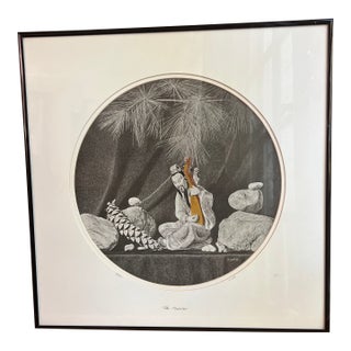 20th Century Set of Charcoal Prints Framed Signed Numbered by Francis Scott Titled as the Storyteller , the Philosopher , the Master , the Musician For Sale