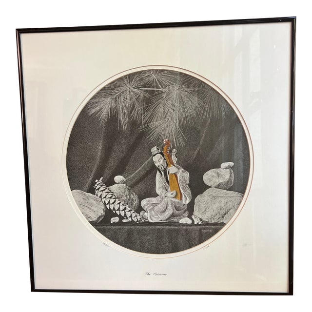 20th Century Set of Charcoal Prints Framed Signed Numbered by Francis Scott Titled as the Storyteller , the Philosopher , the Master , the Musician For Sale