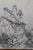 A charming antique charcoal drawing depicting figures standing before a half-timbered house. The composition is quiet,...