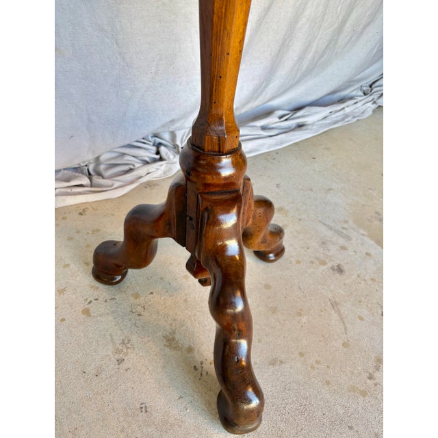 Early 20th Century French Louis XIII Style Walnut and Marble Tripod Side Table For Sale - Image 10 of 12