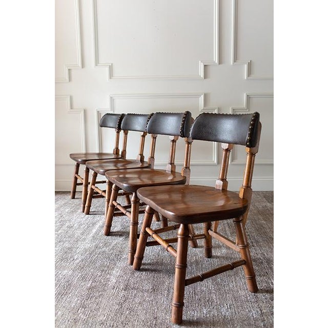 Mid-Century Dixie Furniture Pub Chairs and Matching Faux Bamboo Hexagonal Game Table Set For Sale - Image 4 of 18