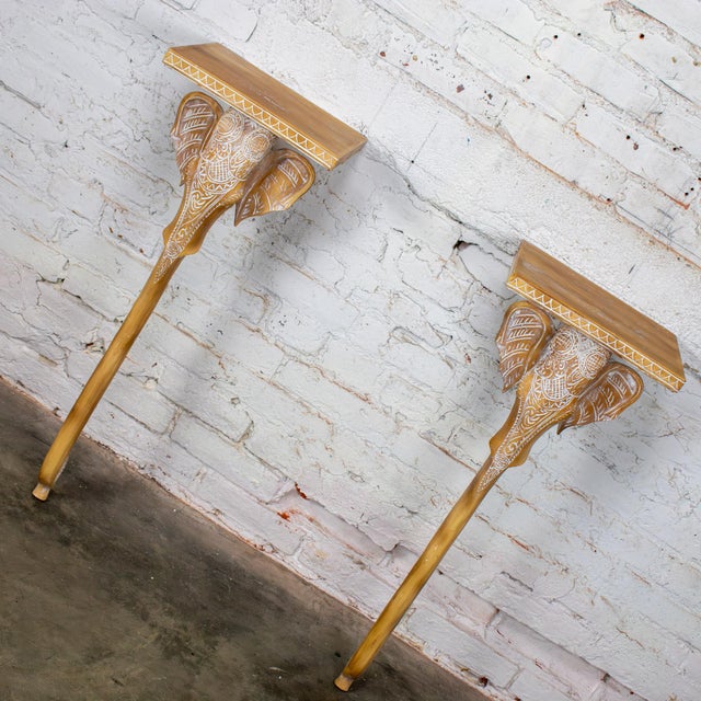 Glass Late 20th Century Hollywood Regency Animalia Elephant Head Sconce Console Table W/Glass Top For Sale - Image 7 of 18