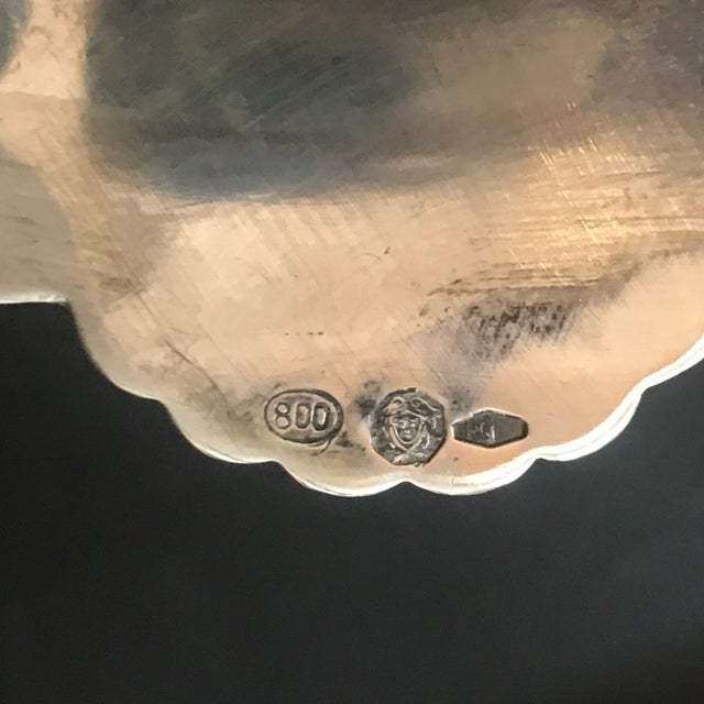 1950s 1950s 800 Italian Silver Scroll & Shell Border Tray For Sale - Image 5 of 6