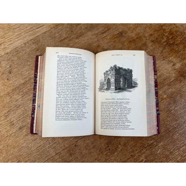 Nice Antique Horace Latin Poetry Book Illustrated Roman Classics Ornate Leather Binding Neoclassical Engravings Grand Tour Library Decor For Sale - Image 9 of 11