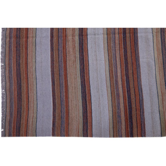 2020s Modern Kilim Handmade Multicolor Geometric Wool Rug For Sale - Image 4 of 7