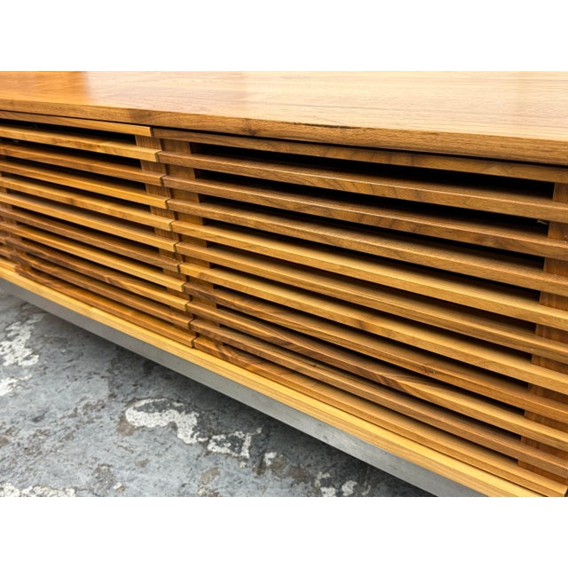 Room & Board Coles Media Center, Walnut + Steel Base For Sale In San Francisco - Image 6 of 12
