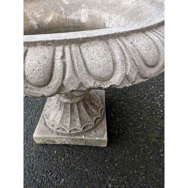 White English Cast Stone Garden Urns, Set of 2 For Sale - Image 8 of 18