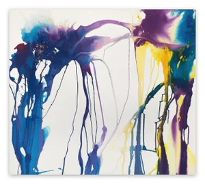 Contemporary Abstract Ink on Paper Mounted on Canvas Painting "Untitled (Ref 12102)" by Martin Reyna