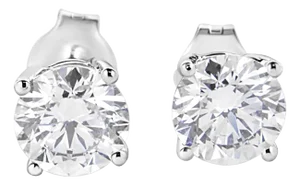 14K White Gold 1 3/4 Cttw Lab Grown Round Brilliant Diamond Solitaire Stud Earring (F-G Color, VS2-SI1 Clarity)