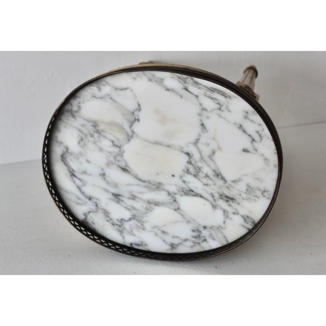 Mid 20th Century French Louis XVI Style Marble Oval Top Bouillotte Side Table For Sale - Image 11 of 13