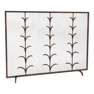 Gold Rubbed Black Lily Stems Fireplace Screen