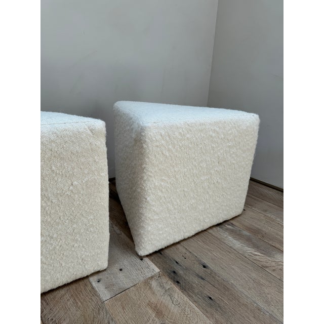 Vintage White Boucle Triangle Stools- Set of 3 For Sale - Image 10 of 12