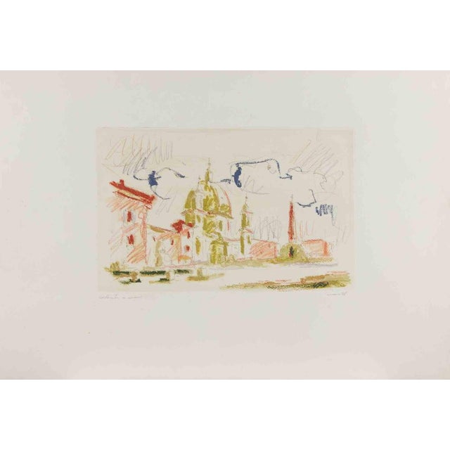 Etching realized by Franco Marzilli in 1990s. Hand signed in pencil. Hand colored in pastels. Artist proof. Very good...