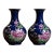 A Pair of Chinese Old Ceramic Vase,Qing Dynasty Qianlong Marked Blue Ground Famille Rose Porcelain Yuhuchun Vase Flowers and Birds Pattern For Sale