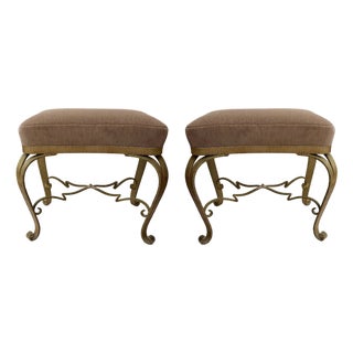 Pair of Stools Gilt Wrought Iron by Pier Luigi Colli, Italy, 1950s For Sale