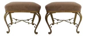Pair of Stools Gilt Wrought Iron by Pier Luigi Colli, Italy, 1950s