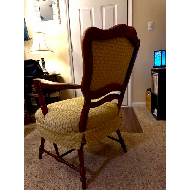 Early 20th Century Early 20th Century Mahogany Office Armchair With Patterned Upholstery For Sale - Image 5 of 11