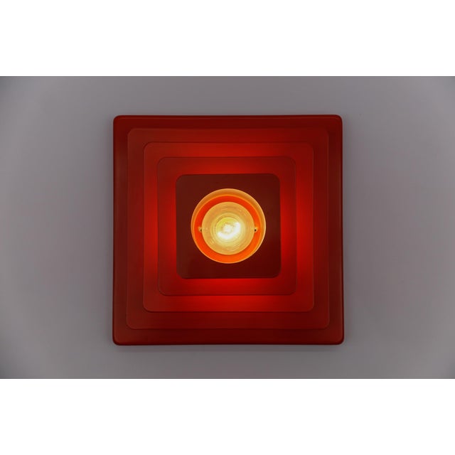 Orange Space Age Lamp in Pyramid Shape in Metal and Glass, 1960s For Sale - Image 8 of 11