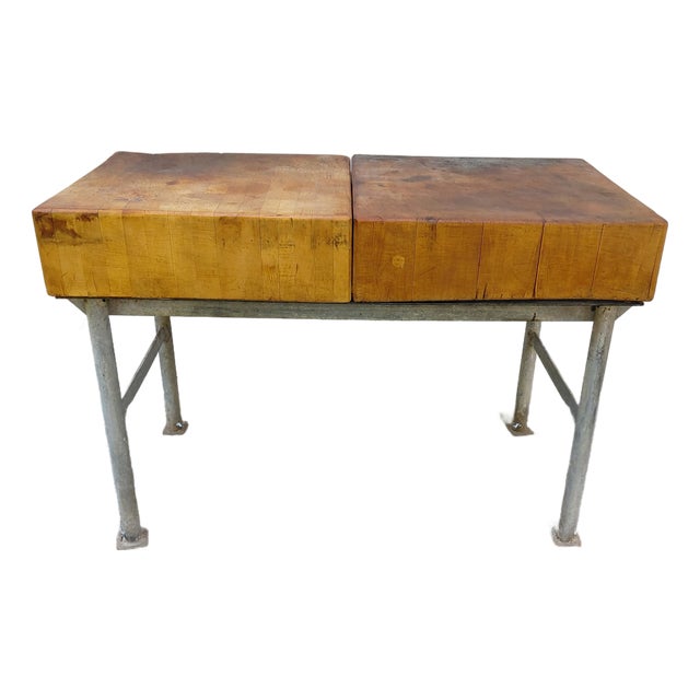 Vintage Butcher Block Table For Sale