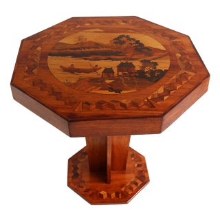 Vintage French Art Deco Octagonal Side Table, 1925 For Sale