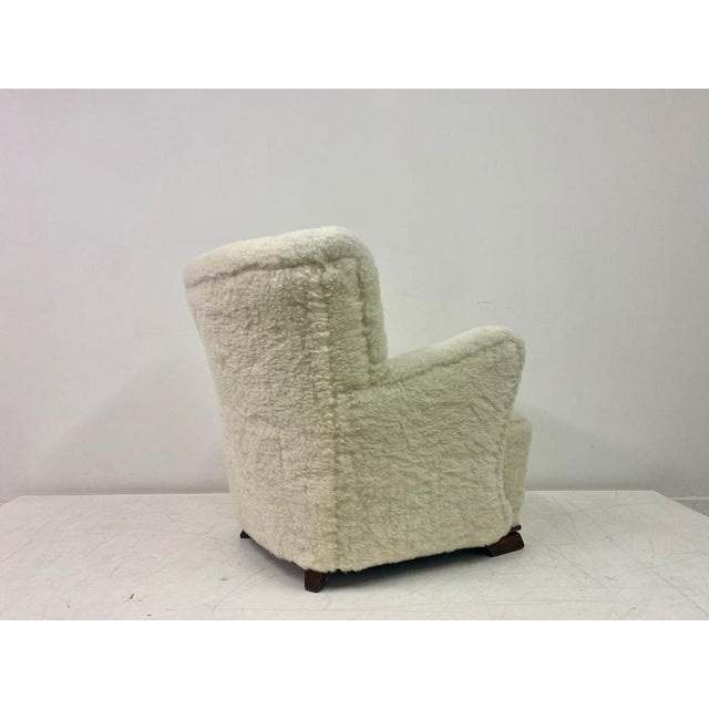 Danish Lamb's Wool Armchair, 1950s For Sale - Image 4 of 14