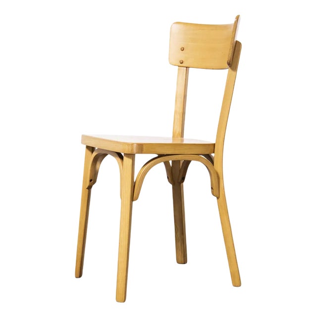 French Blonde Beech Bentwood Dining Chairs from Baumann, 1950s For Sale