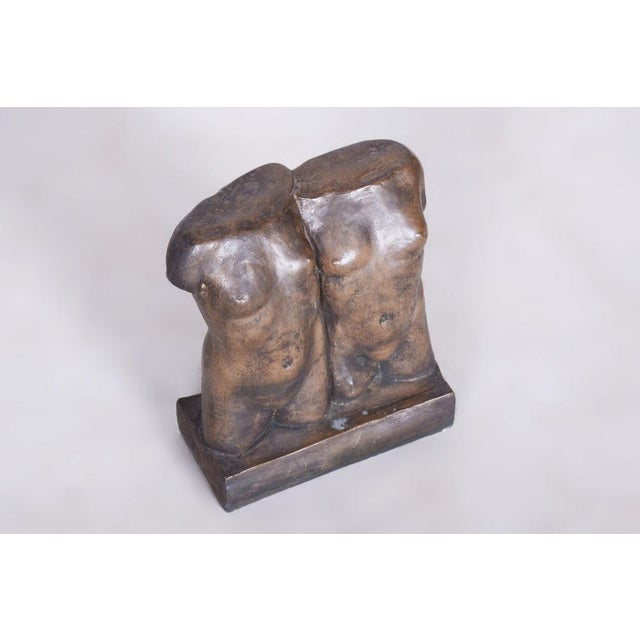 Art Deco Sculpture of Gemini in Bronze, Czech, 1920s For Sale - Image 4 of 8